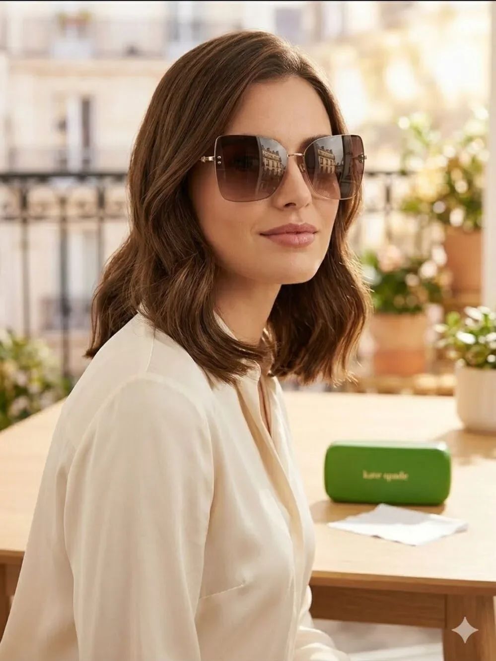 Kate Spade Ariella Butterfly Sunglasses Rimless Frame Gradient Lens Oversized